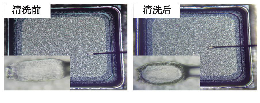 等离子清洗前后芯片上键合效果图 